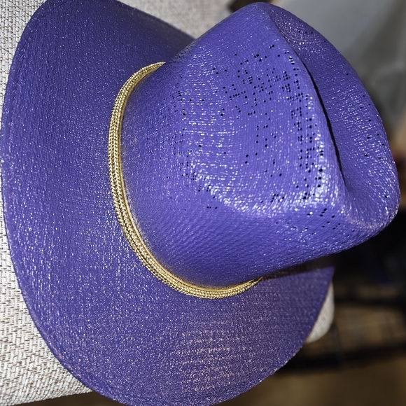 "The Purple Cowboy"Omega Men EditionPurple Men's Straw Cowboy hat with gold - Picture 6 of 12